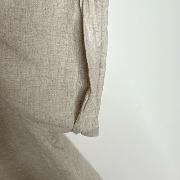 Banana Republic Womens Linen Blend Embroidered Top Large Beige White Neutral - Picture 8 of 9